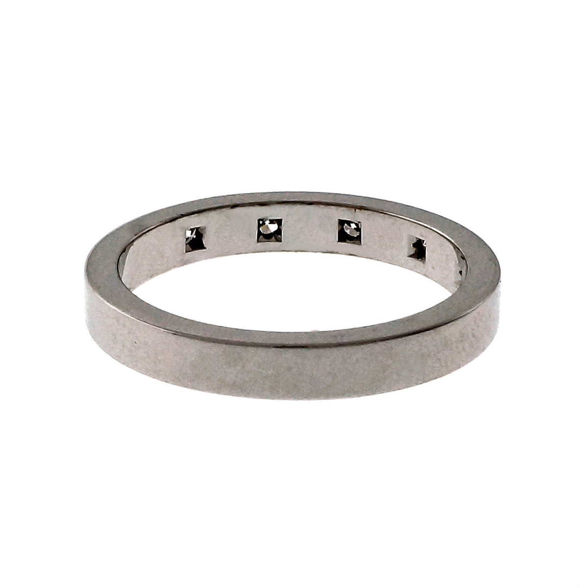 Peter Suchy Ladies 18k White Gold Solid Flat Wedding Band Diamonds 3mm – image 4