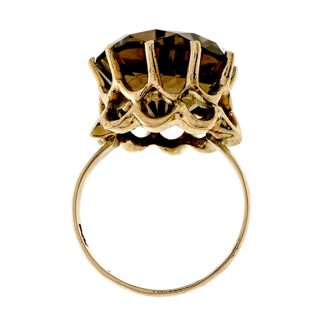 Vintage 1950 5.00ct Smoky Quartz 14k Yellow Gold Ring – image 4