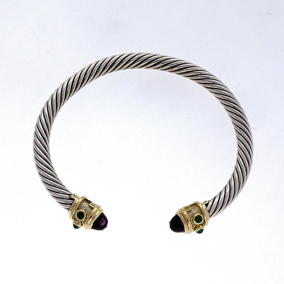 David Yurman  Amethyst Garnet Yellow Gold  Cable Bracelet – image 4