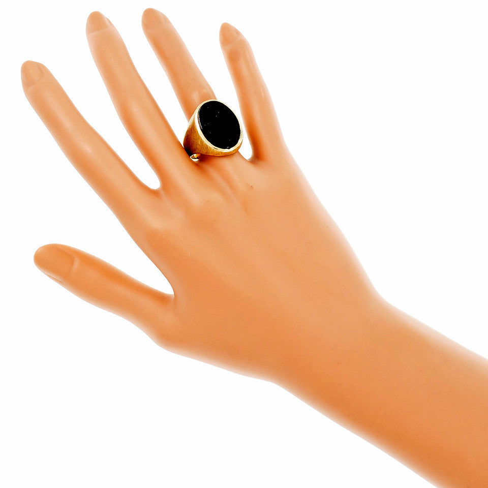 Estate Men’s Carved Black Onyx Ring 14k Yellow Gold – image 6