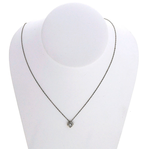 Estate Platinum Square Pendant .20ct Round Diamond