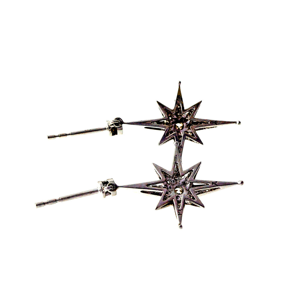Vintage Star Design .37ct 14k White Gold 1950 Diamond Dangle Earrings <br><br><ul> – image 6