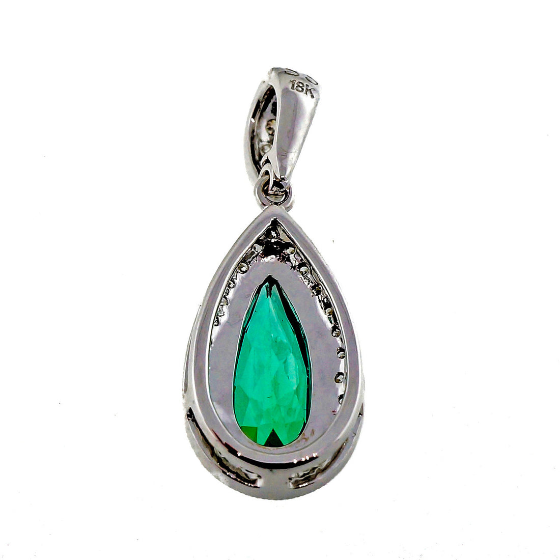 Fine 1.03ct Green Tourmaline Diamond 18k White Gold Pendant Enhancer – image 6