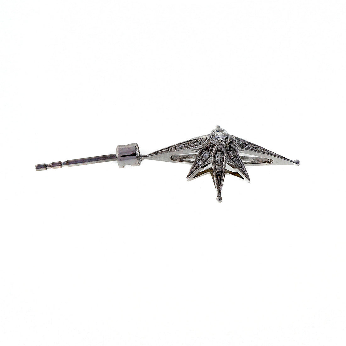 Vintage Star Design .37ct 14k White Gold 1950 Diamond Dangle Earrings <br><br><ul> – image 7