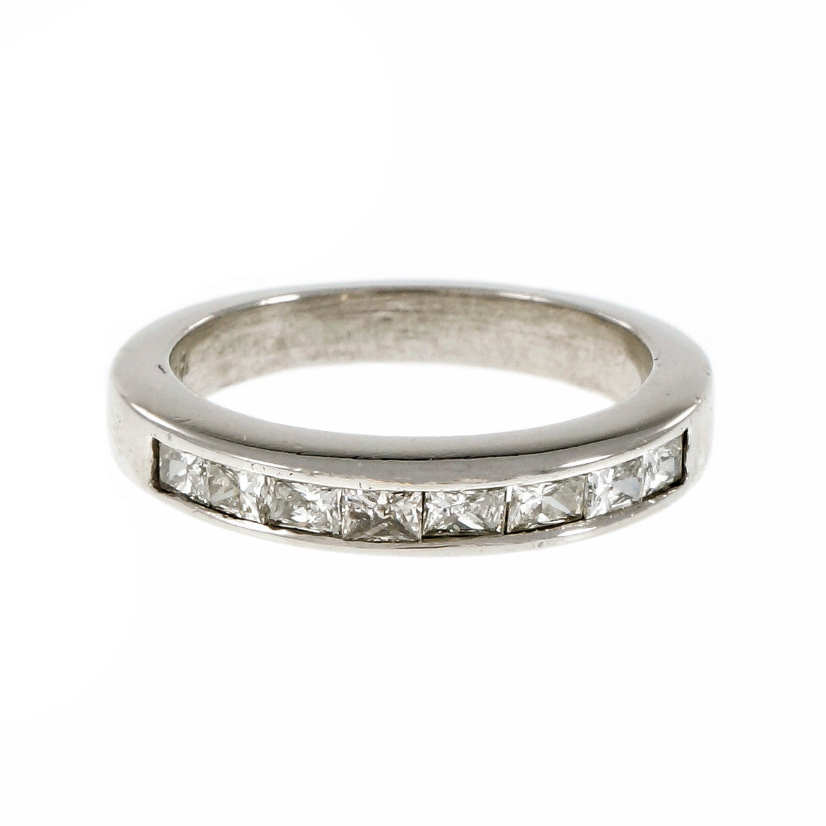 Estate Princess Cut Diamond Channel Wedding Band Ring Platinum – image 2