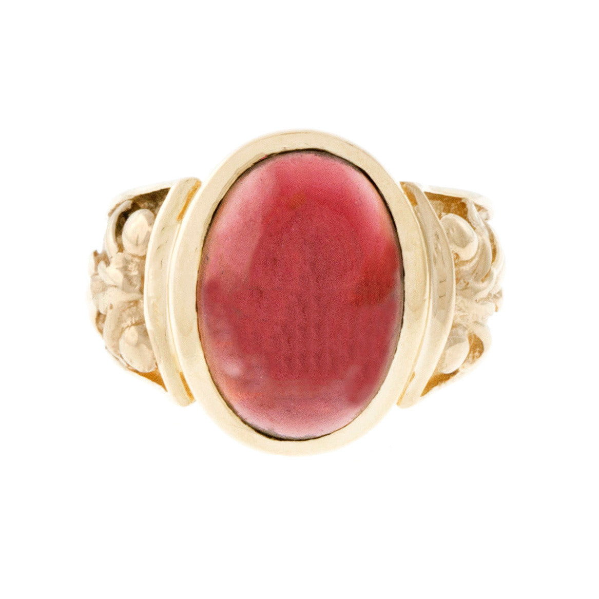 Vintage Cabochon Garnet 14k Yellow Gold Ring