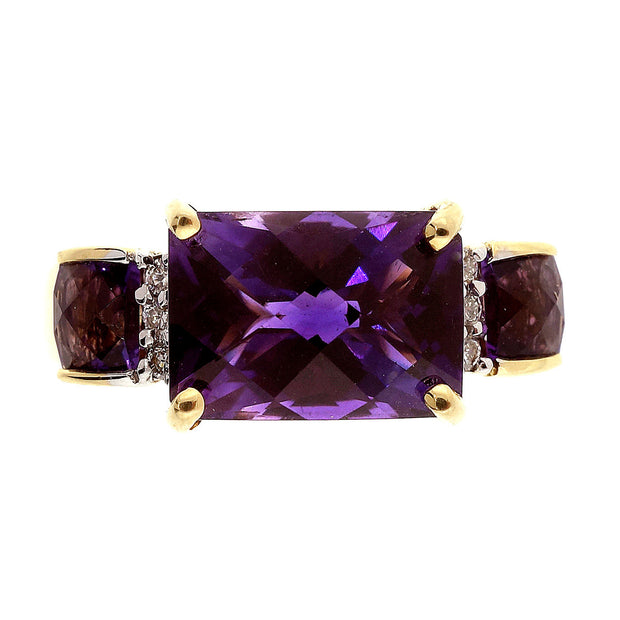 Bellari 3.39 Carat Amethyst Diamond Yellow Gold Ring