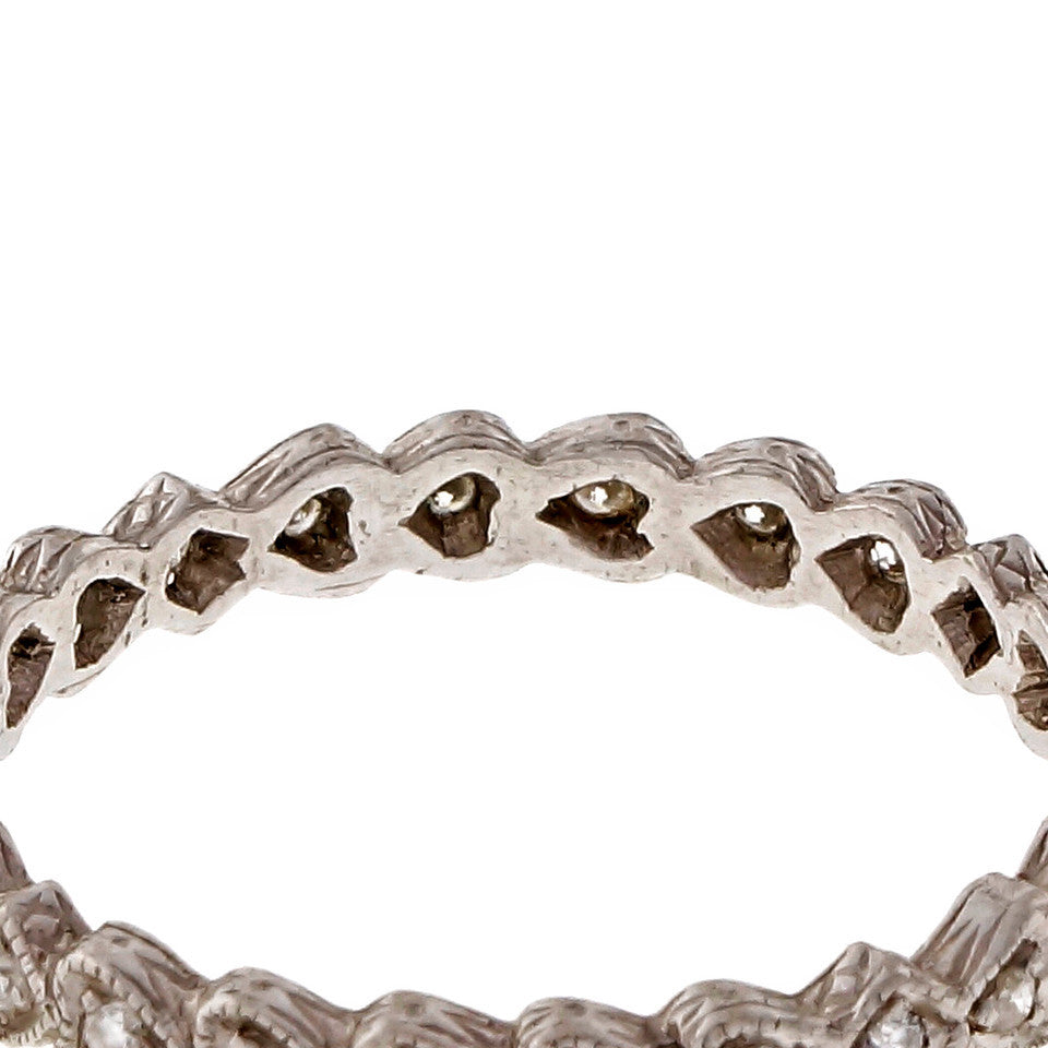Estate Diamond Eternity Diamond Band Ring Heart Design Top – image 2