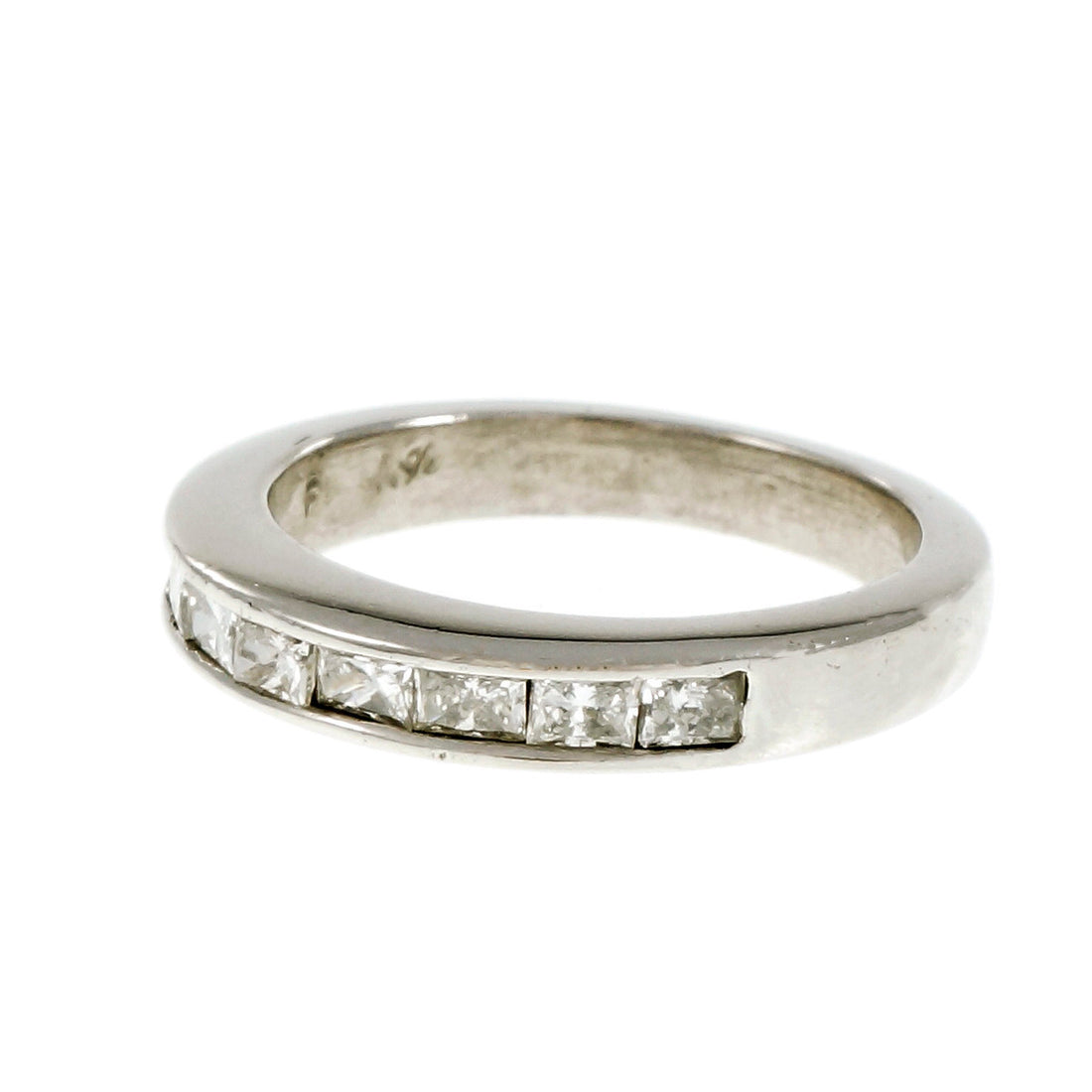 Estate Princess Cut Diamond Channel Wedding Band Ring Platinum – image 8