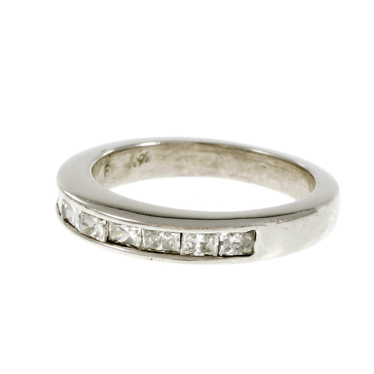 Estate Princess Cut Diamond Channel Wedding Band Ring Platinum – image 8