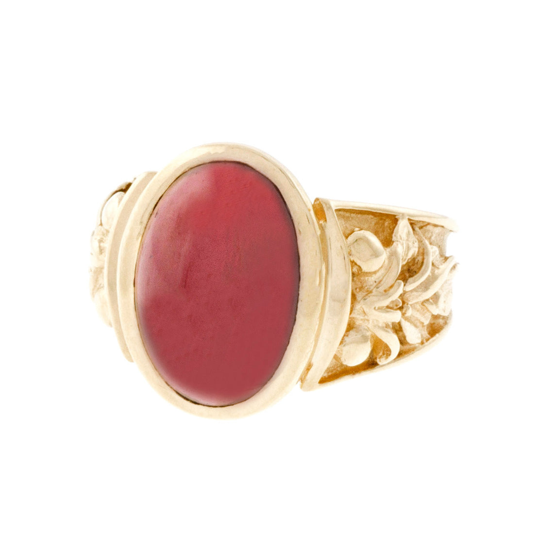 Vintage Cabochon Garnet 14k Yellow Gold Ring – image 2