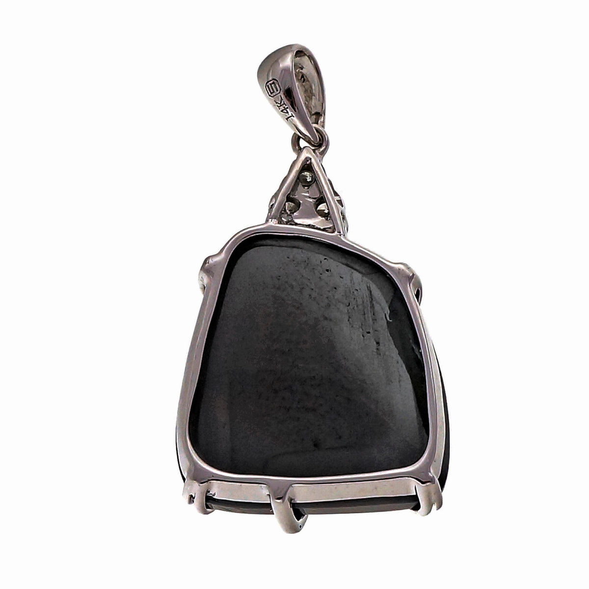 Vintage 1960 12.88ct Boulder Opal 14k White Gold Diamond Ruby Pendant – image 2