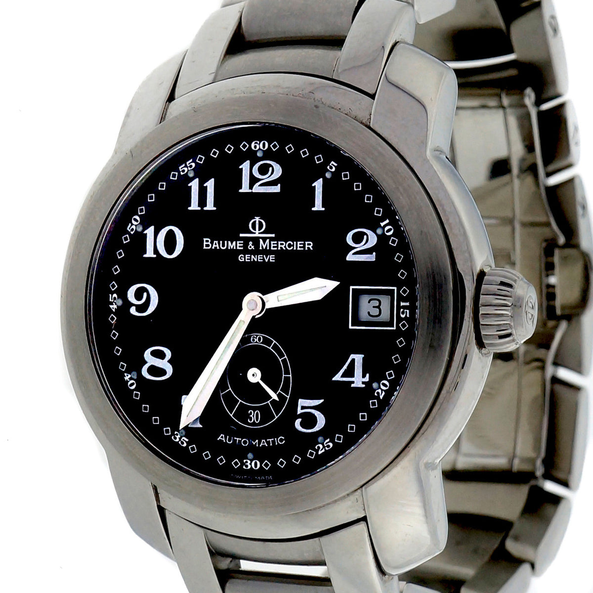 Baume & Mercier Black Dial Automatic Steel Capetown Wrist Watch