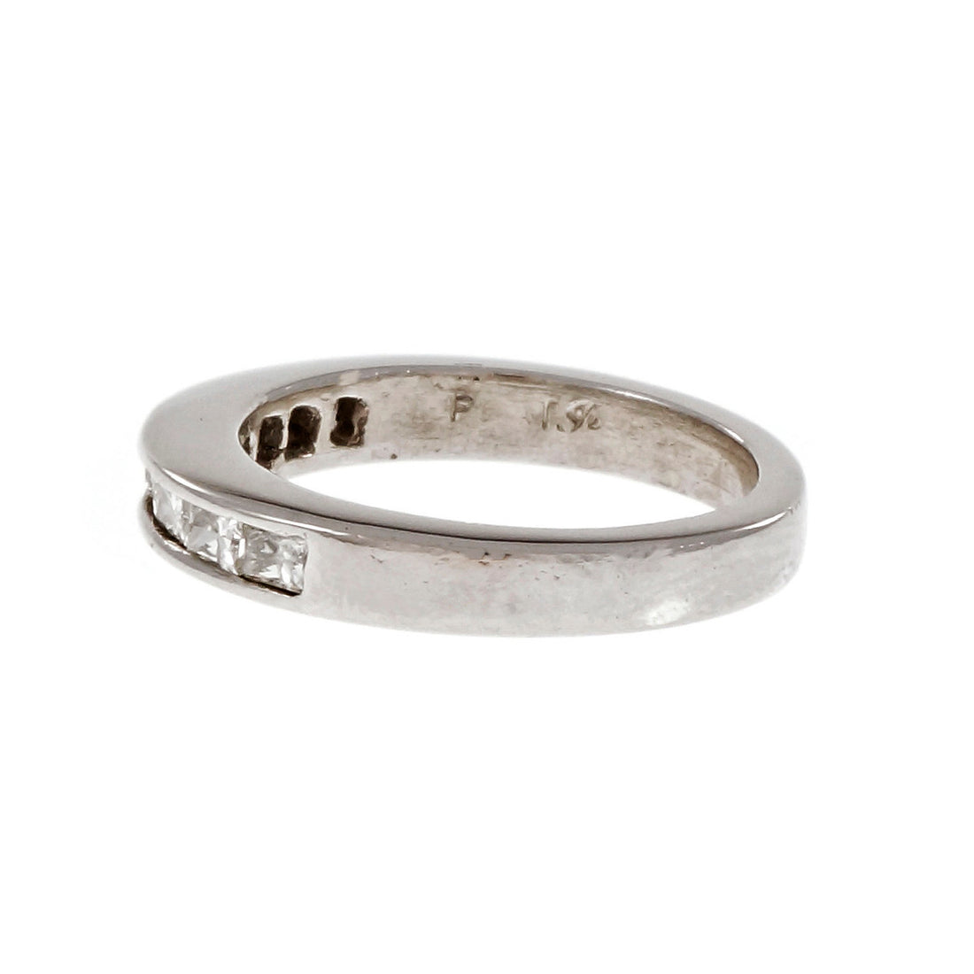 Estate Princess Cut Diamond Channel Wedding Band Ring Platinum – image 9