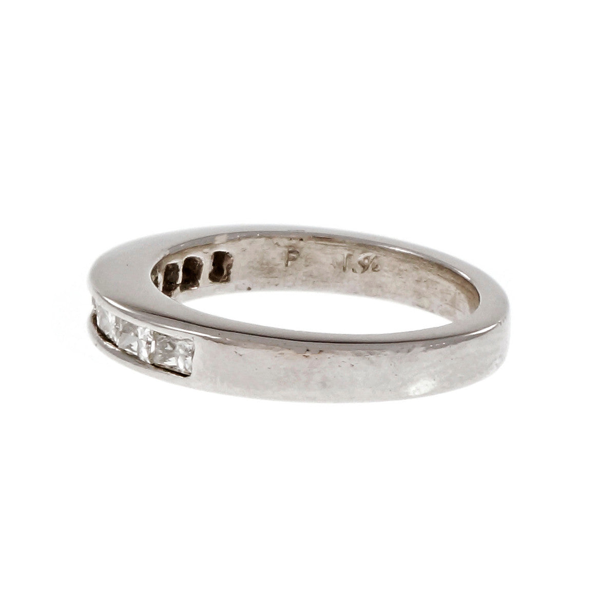 Estate Princess Cut Diamond Channel Wedding Band Ring Platinum – image 9
