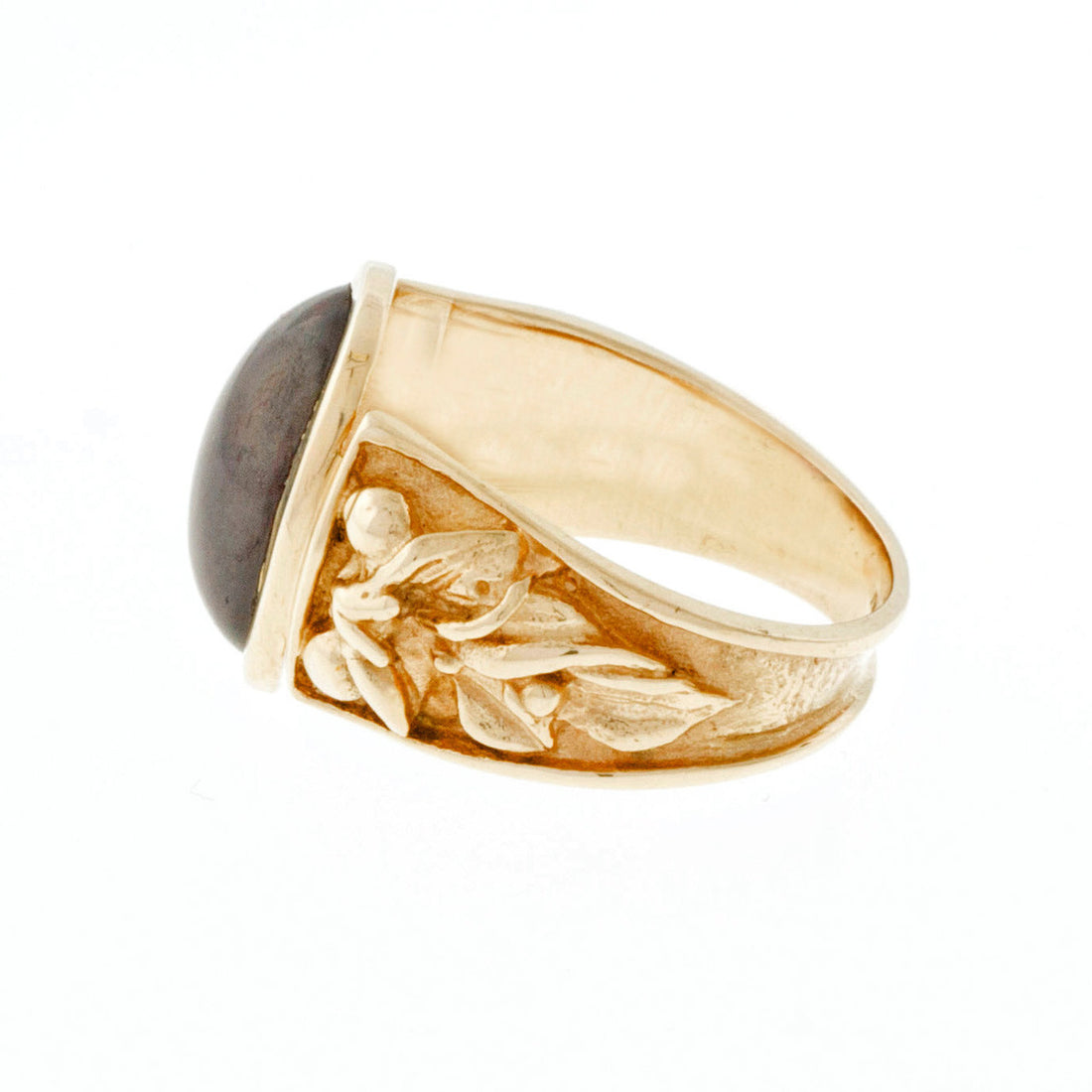 Vintage Cabochon Garnet 14k Yellow Gold Ring – image 3