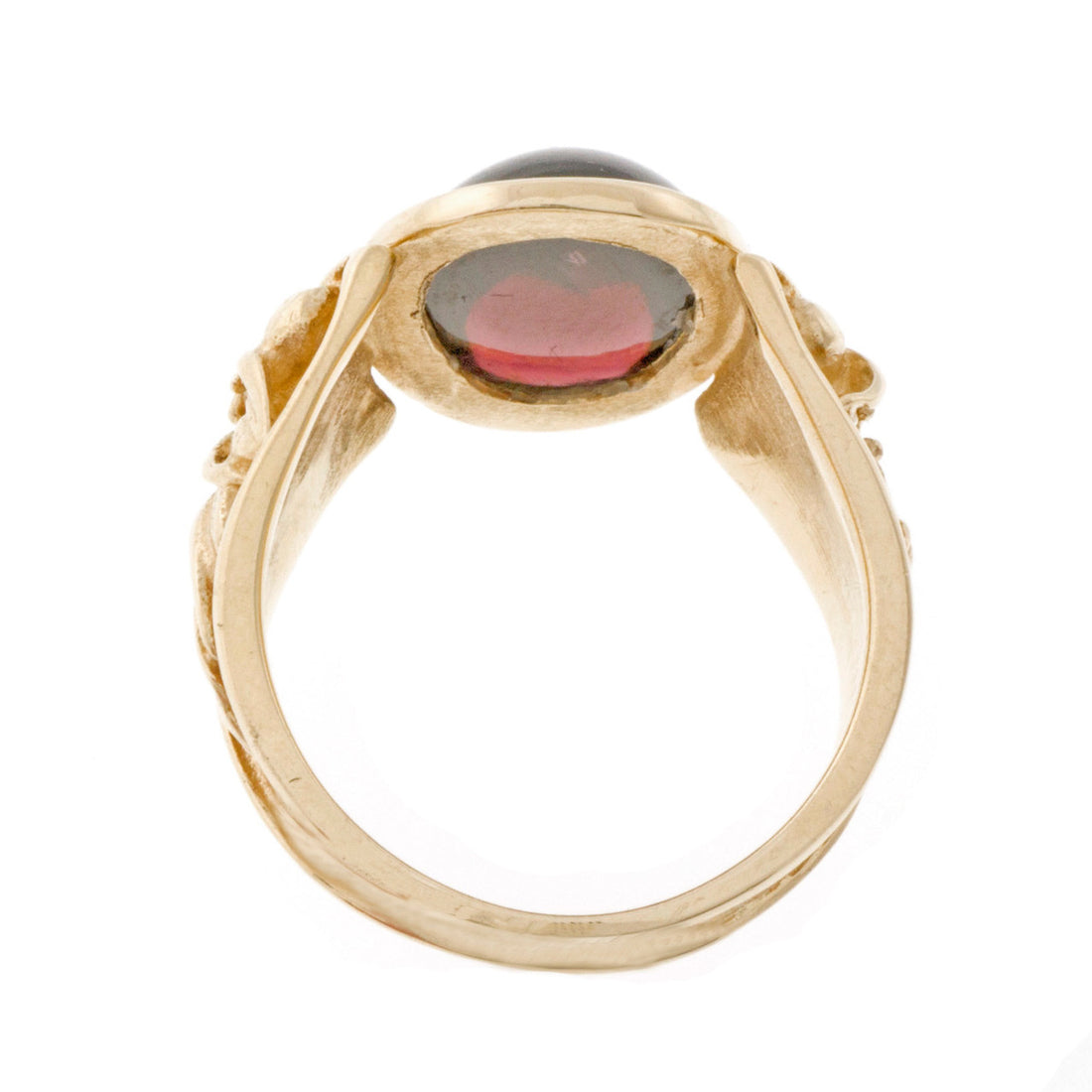 Vintage Cabochon Garnet 14k Yellow Gold Ring – image 4