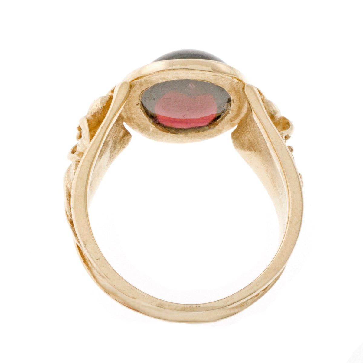 Vintage Cabochon Garnet 14k Yellow Gold Ring – image 4