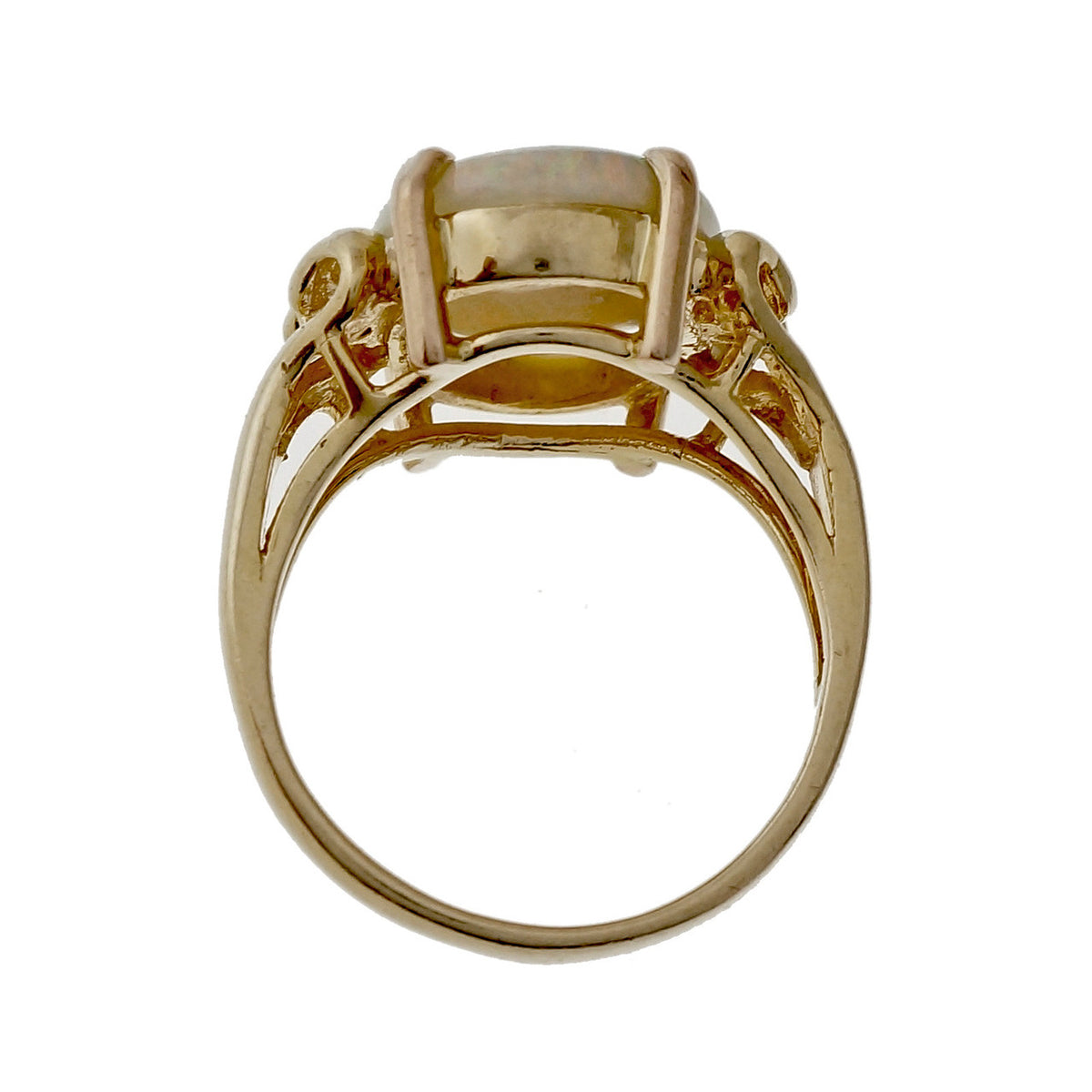 Vintage 1960 Blue Green High Grade Opal 14k Yellow Gold Diamond Ring – image 10