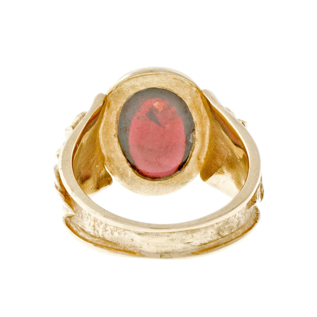 Vintage Cabochon Garnet 14k Yellow Gold Ring – image 5