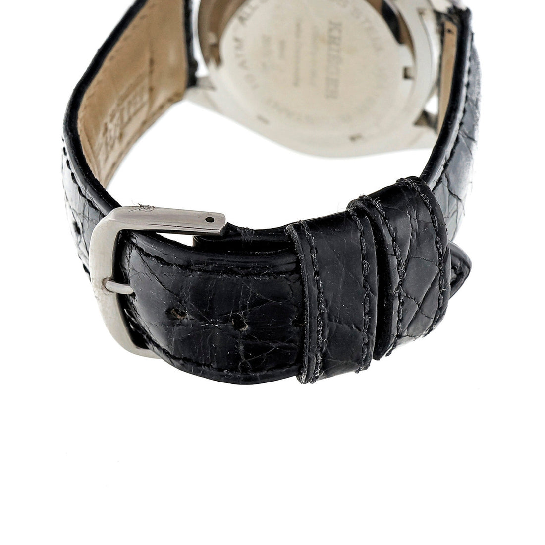 Krieger Sport Watch Steel Mother Of Pearl Dial Diamond Bezel Alligator Strap – image 11