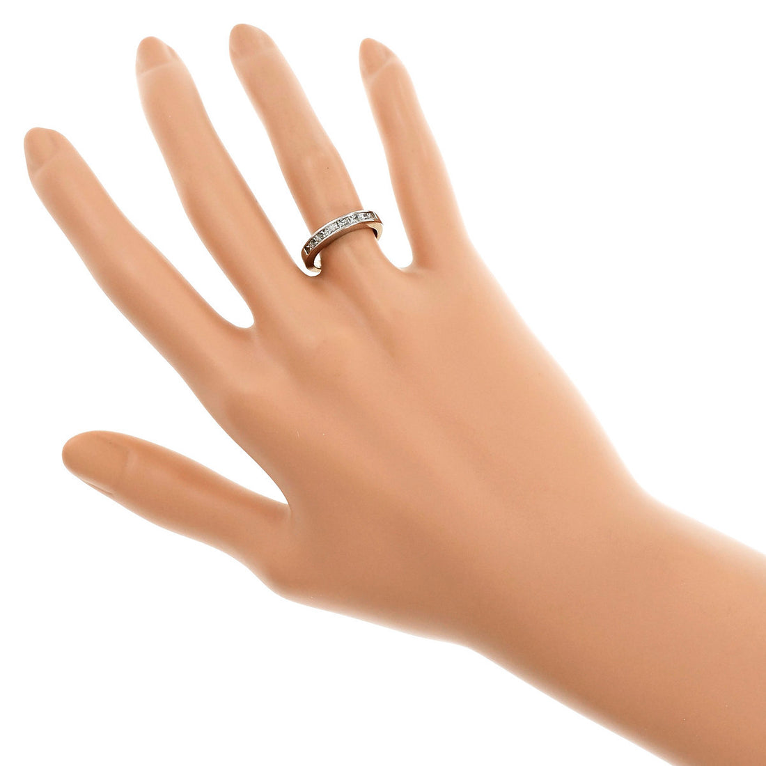 Estate Princess Cut Diamond Channel Wedding Band Ring Platinum – image 12