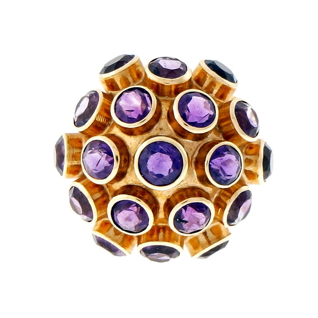 Vintage 1960 Sputnik Dome Ring 14k Pink Gold Dome Style Amethyst