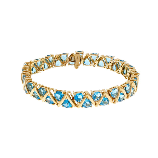 Estate ESX Designer Blue Topaz 14k Yellow Gold Bracelet