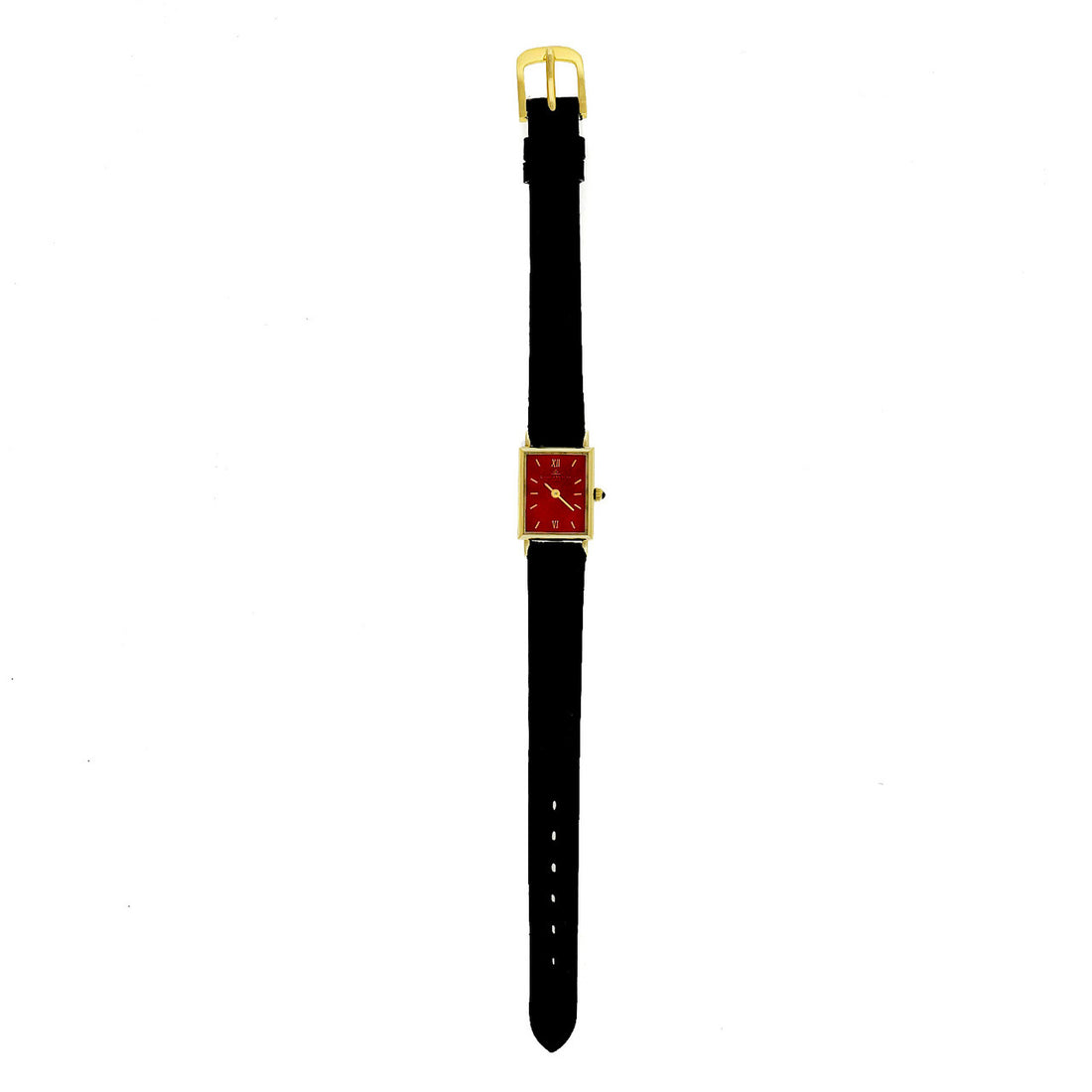 Baume & Mercier Ladies Gold Tank Strap Watch Vivid Red Dial – image 3