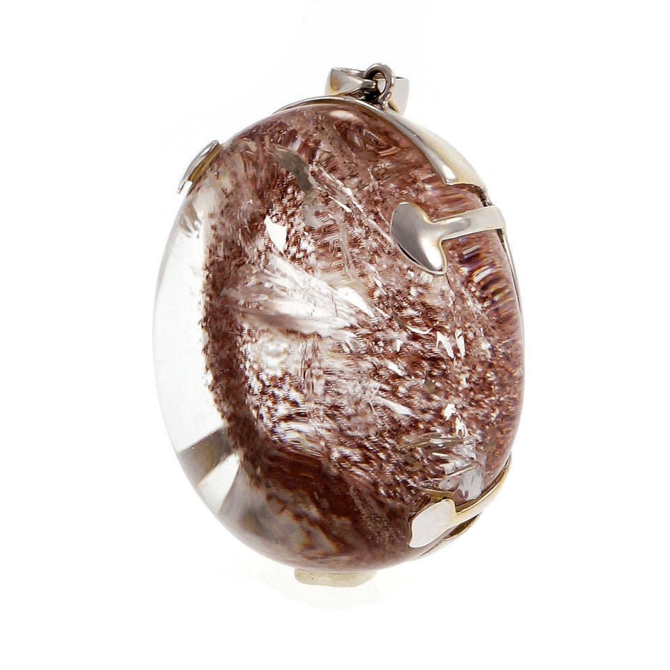 Natural Large Quartz Lodalite Pendant Magician’s Store 18k White Gold – image 2