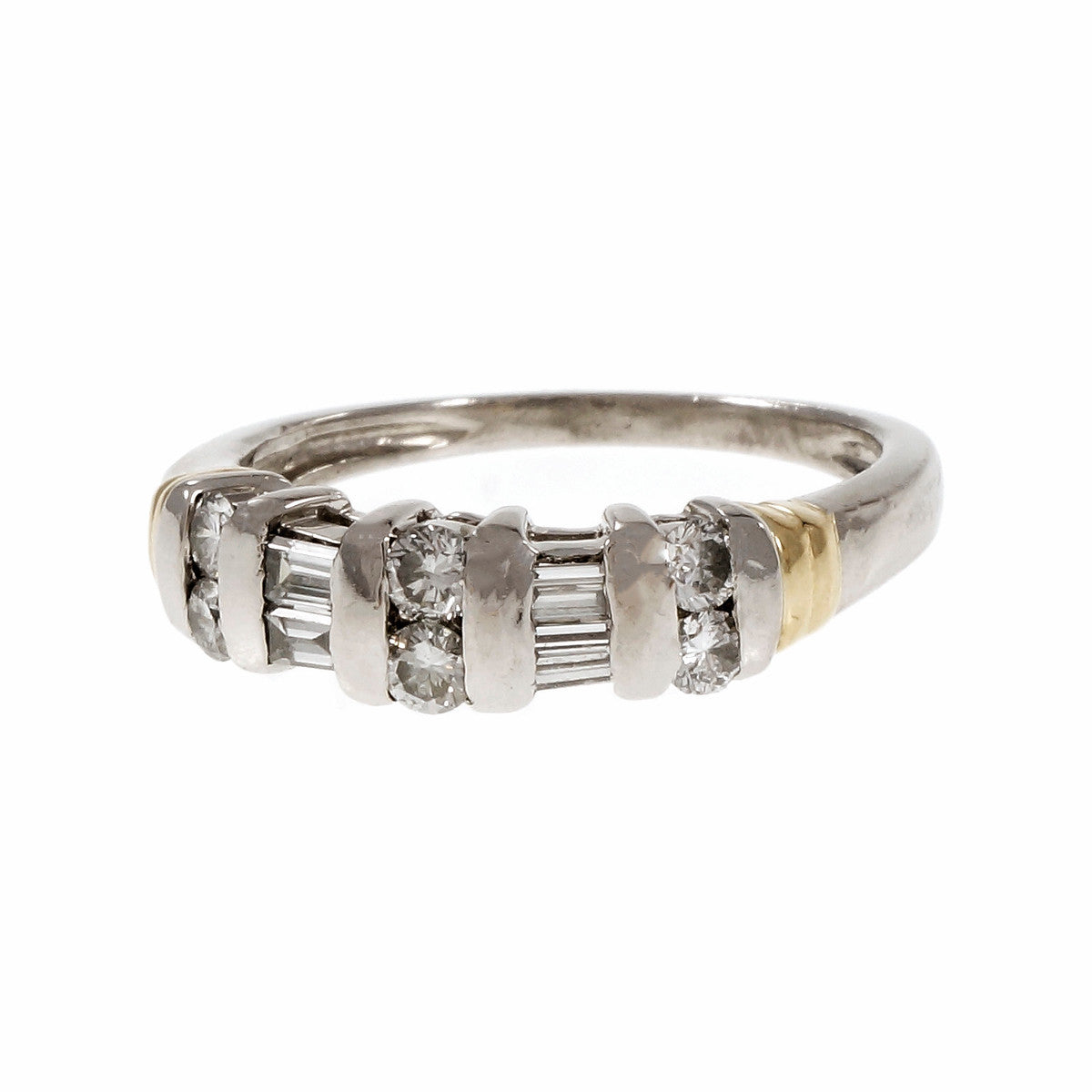 Estate Round Baguette Graduated Diamond Wedding Band Ring Platinum 18k Gold – image 2