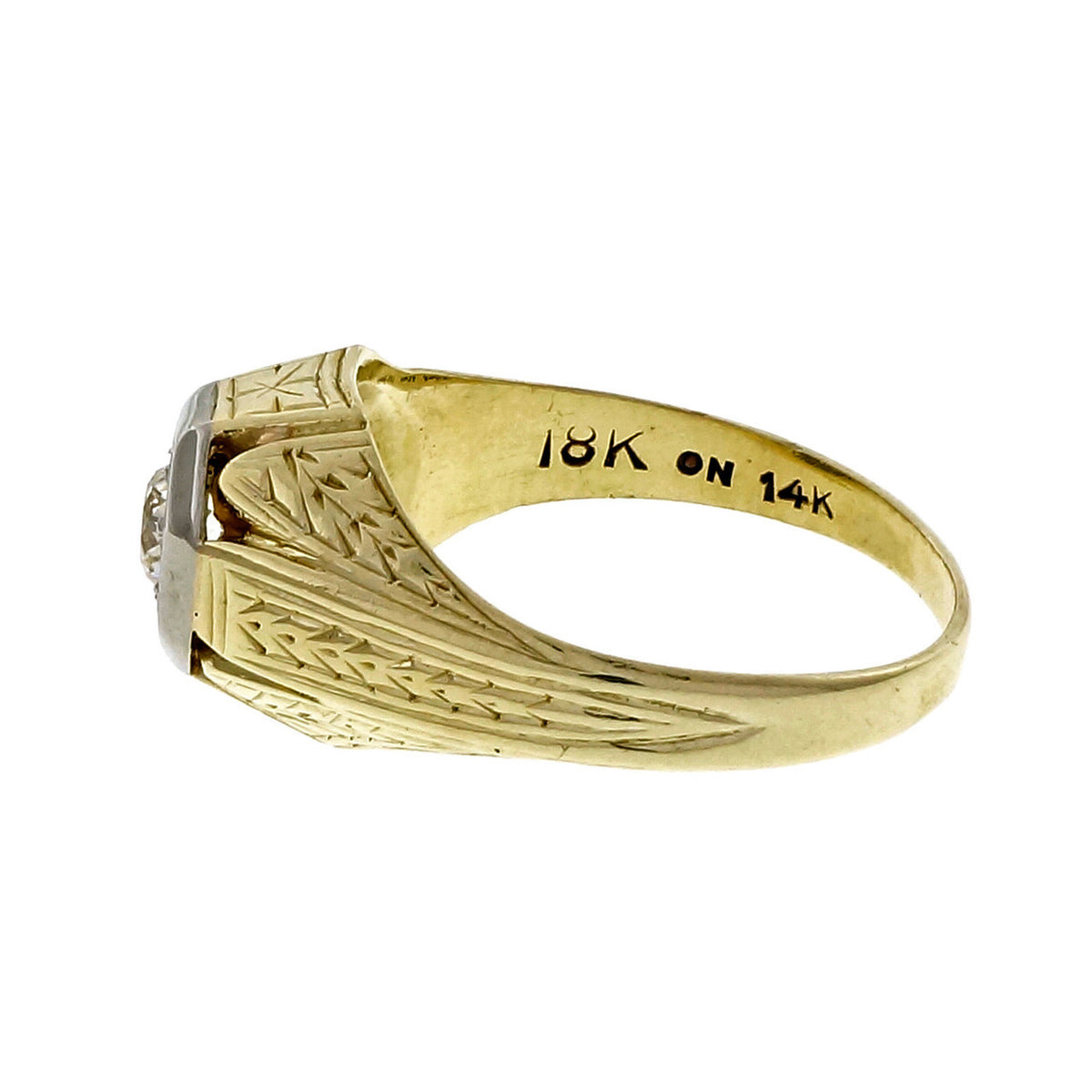 Vintage 1910 14k Yellow Gold Ring 0.25ct Old European Cut Diamond – image 2
