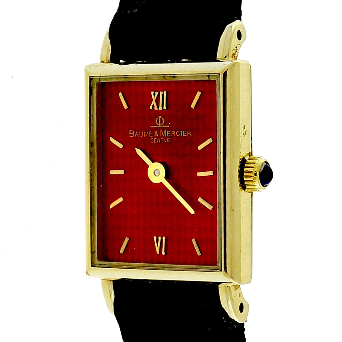 Baume & Mercier Ladies Gold Tank Strap Watch Vivid Red Dial – image 7