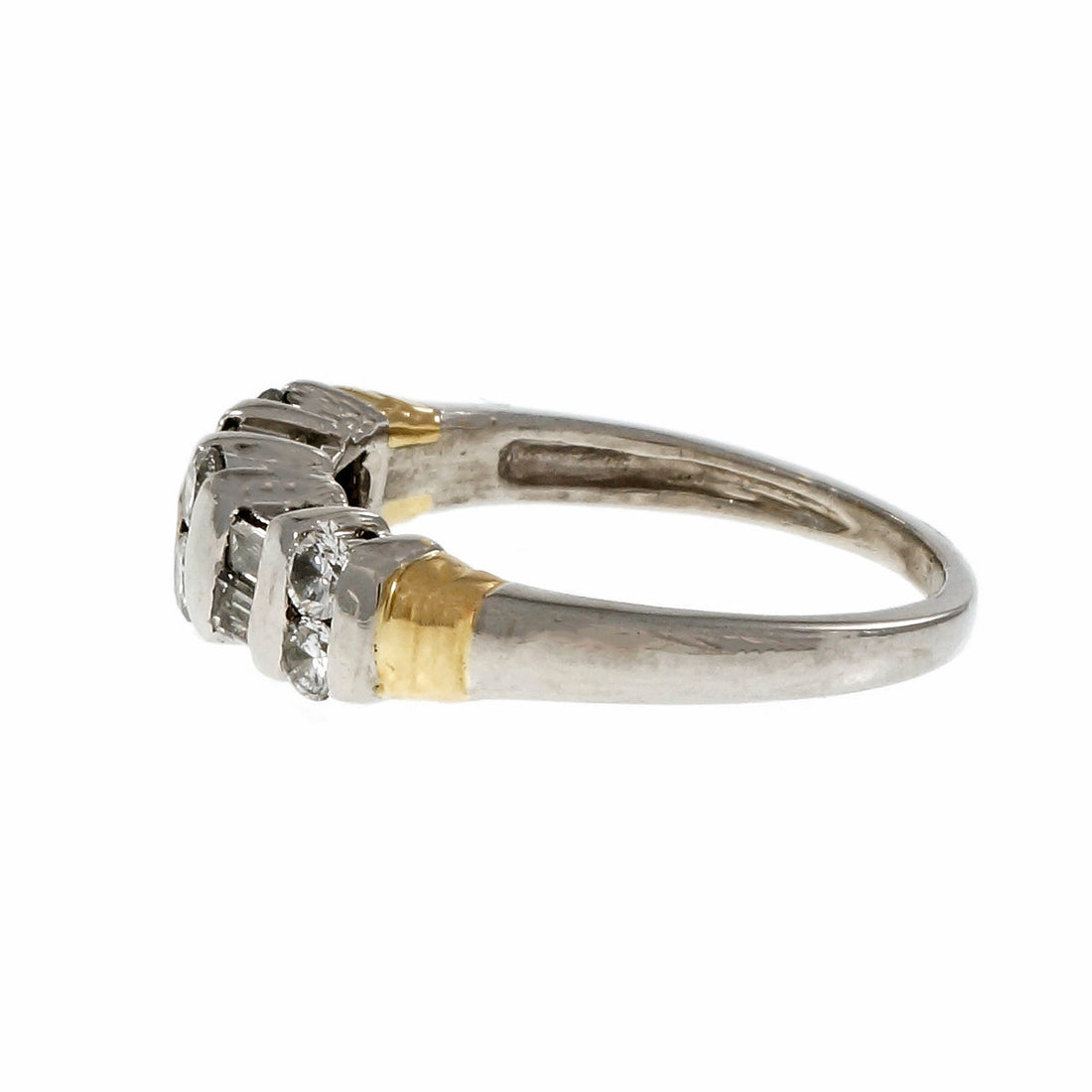 Estate Round Baguette Graduated Diamond Wedding Band Ring Platinum 18k Gold – image 8