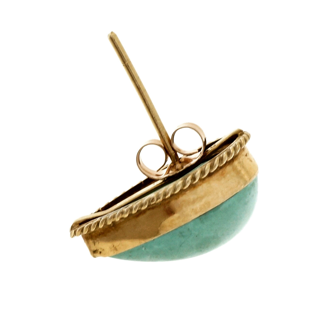 Estate 1950 14k Yellow Gold Pear Shape Untreated Turquoise Earrings – image 3