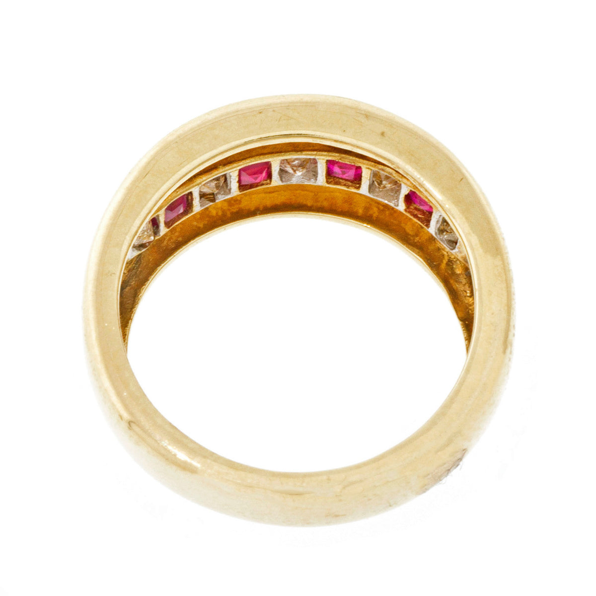 Estate Princess Cut Diamond Square Ruby Ring 14k Yellow Gold – image 3