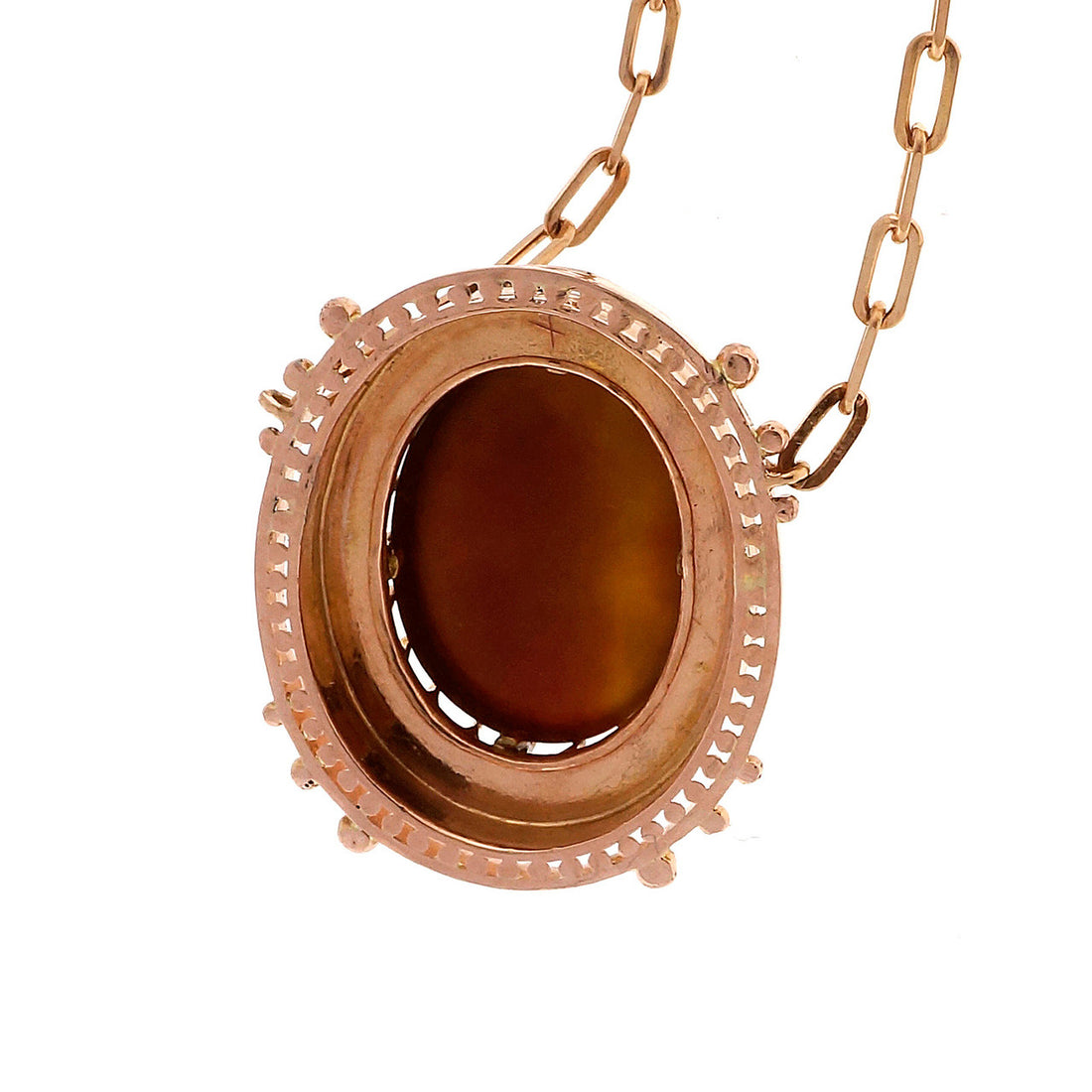 Victorian Carved Carnelian Hardstone Rose Gold Pendant Necklace – image 8