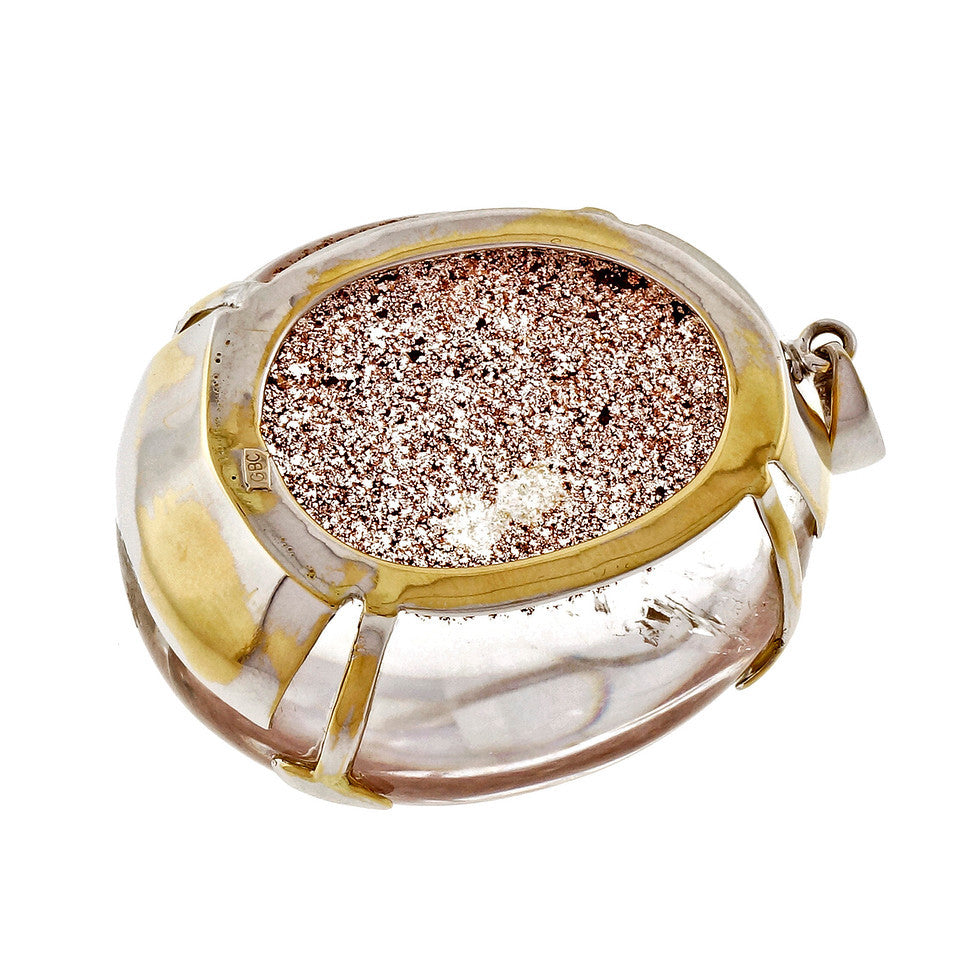 Natural Large Quartz Lodalite Pendant Magician’s Store 18k White Gold – image 4