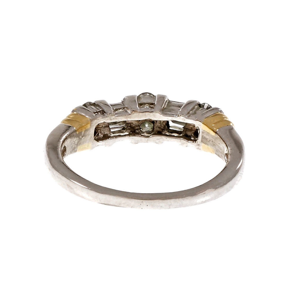 Estate Round Baguette Graduated Diamond Wedding Band Ring Platinum 18k Gold – image 9