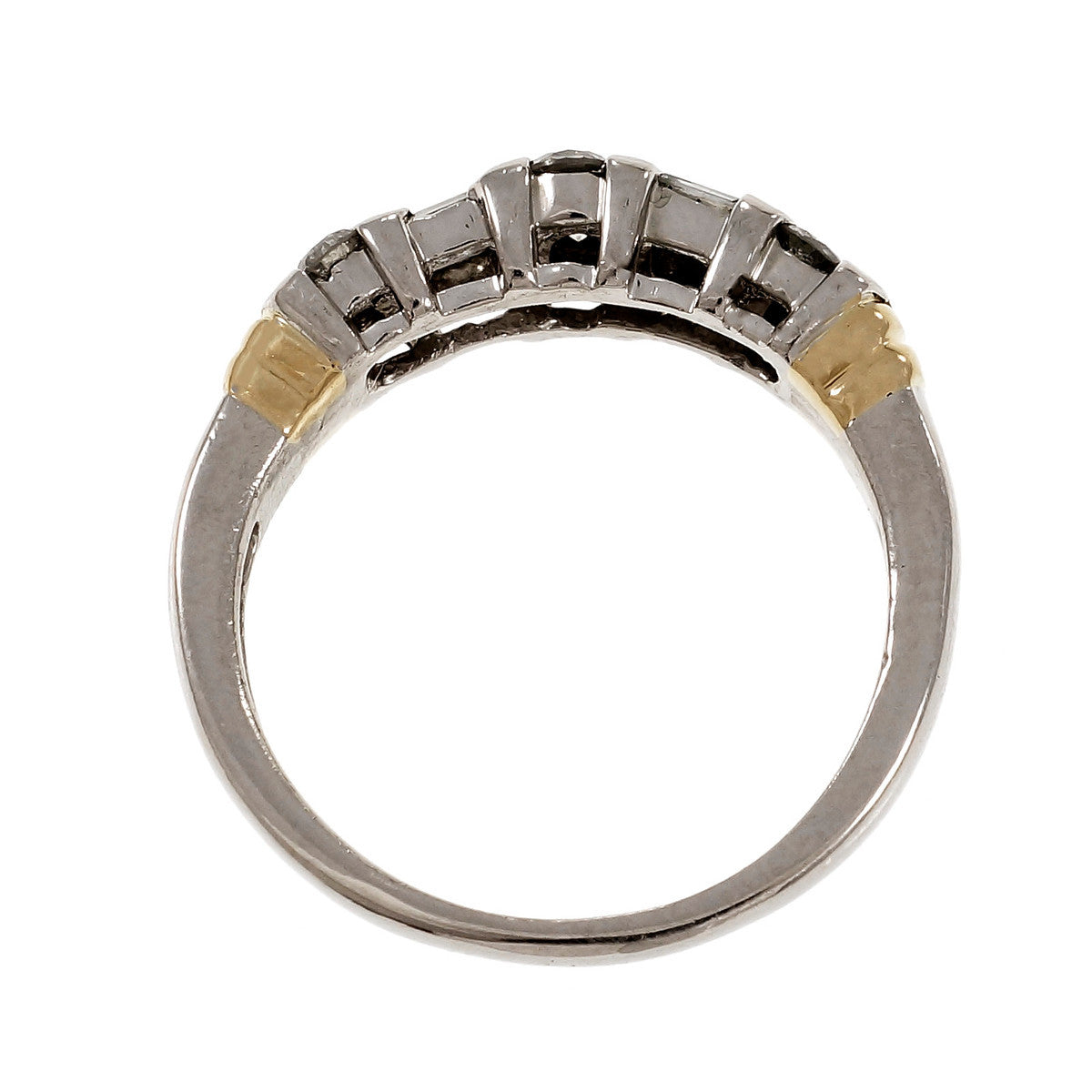 Estate Round Baguette Graduated Diamond Wedding Band Ring Platinum 18k Gold – image 10