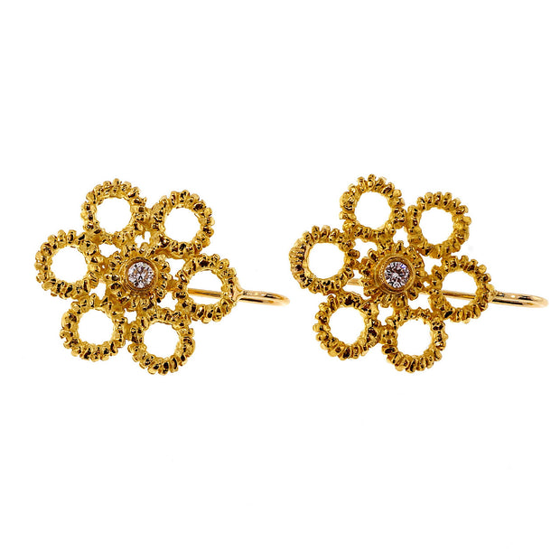 .10 Carat Diamond Yellow Gold Circle Earrings