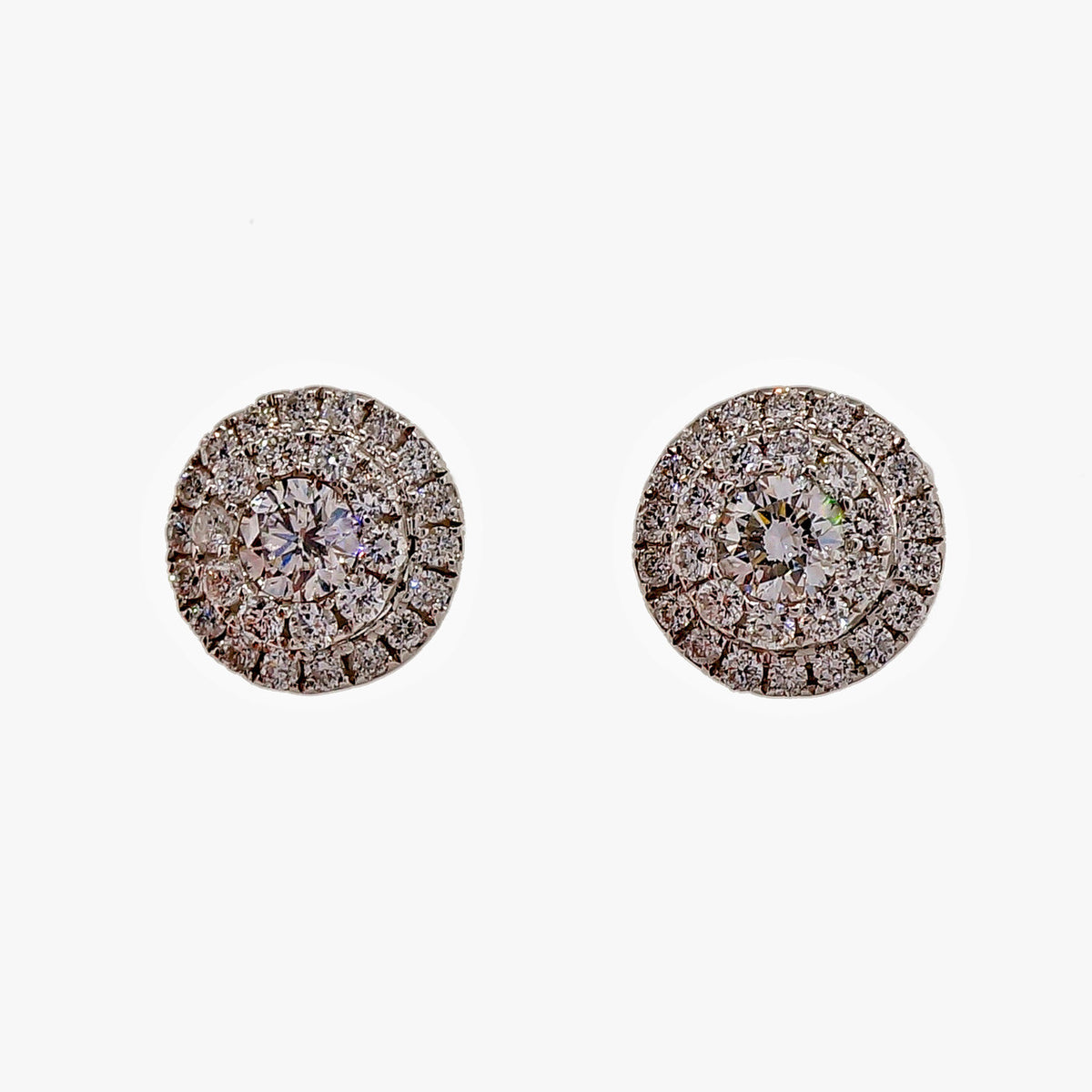 Designer Ed Cluster .53ct Ideal Cut Stud Earrings 18k White Gold