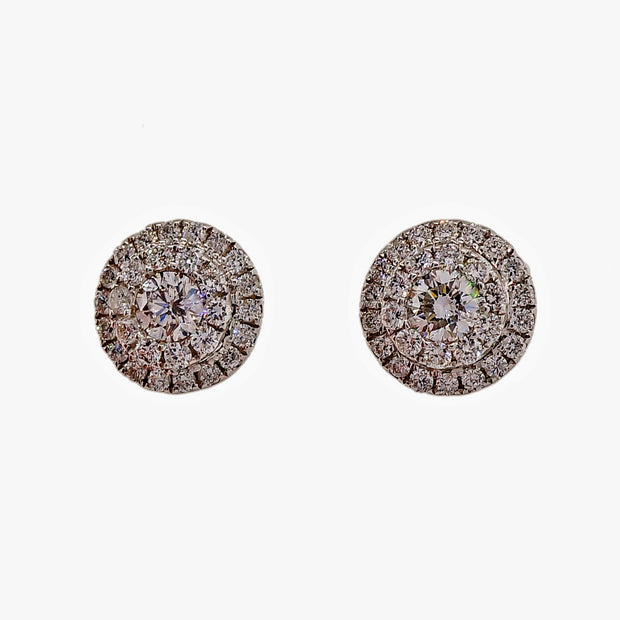 Designer Ed Cluster .53ct Ideal Cut Stud Earrings 18k White Gold