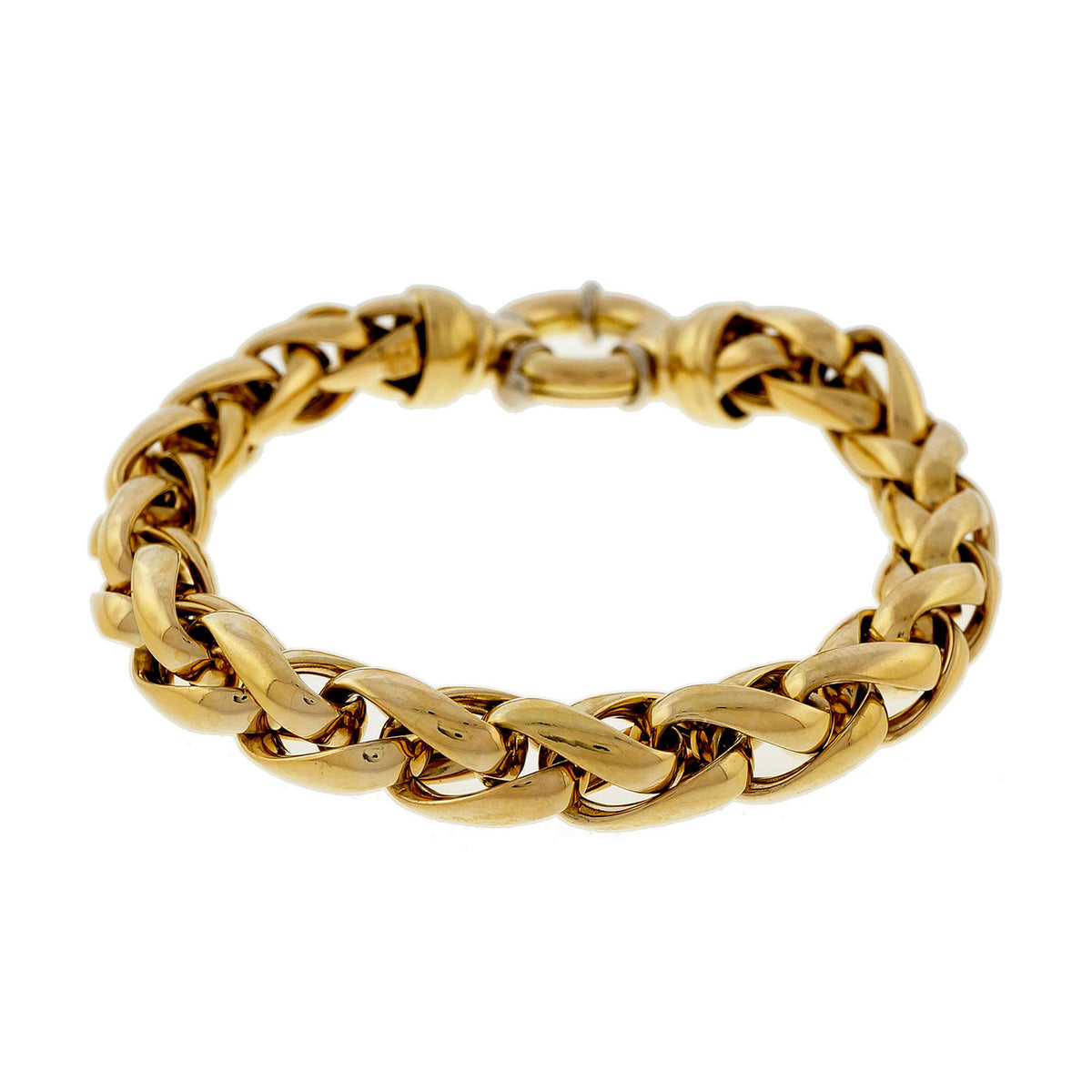 Vintage ORI Italian 18k Yellow Gold Folded Link Wheat Bracelet