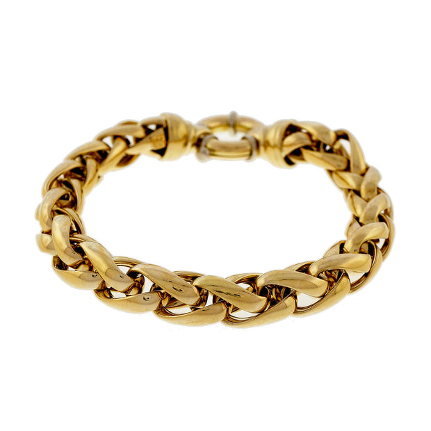 Vintage ORI Italian 18k Yellow Gold Folded Link Wheat Bracelet