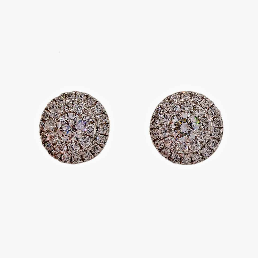 Designer Ed Cluster .53ct Ideal Cut Stud Earrings 18k White Gold – image 4