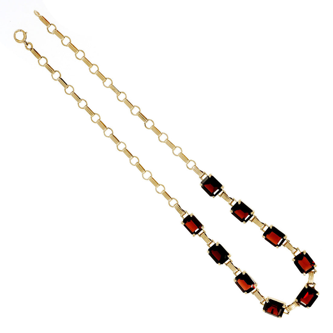 Estate 1940 Emerald Cut Garnet Necklace 14k Yellow Gold – image 2