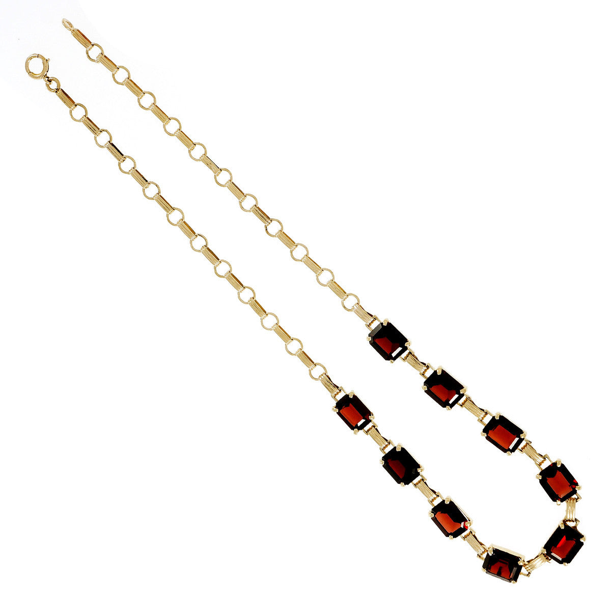 Estate 1940 Emerald Cut Garnet Necklace 14k Yellow Gold – image 2
