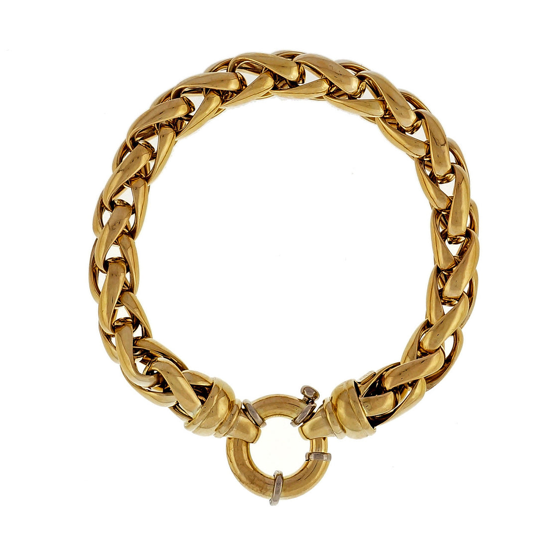 Vintage ORI Italian 18k Yellow Gold Folded Link Wheat Bracelet – image 2