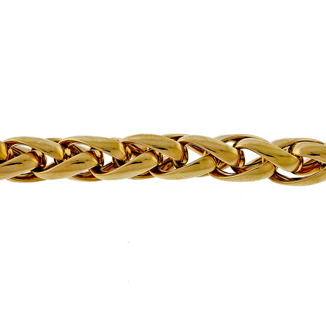 Vintage ORI Italian 18k Yellow Gold Folded Link Wheat Bracelet – image 3